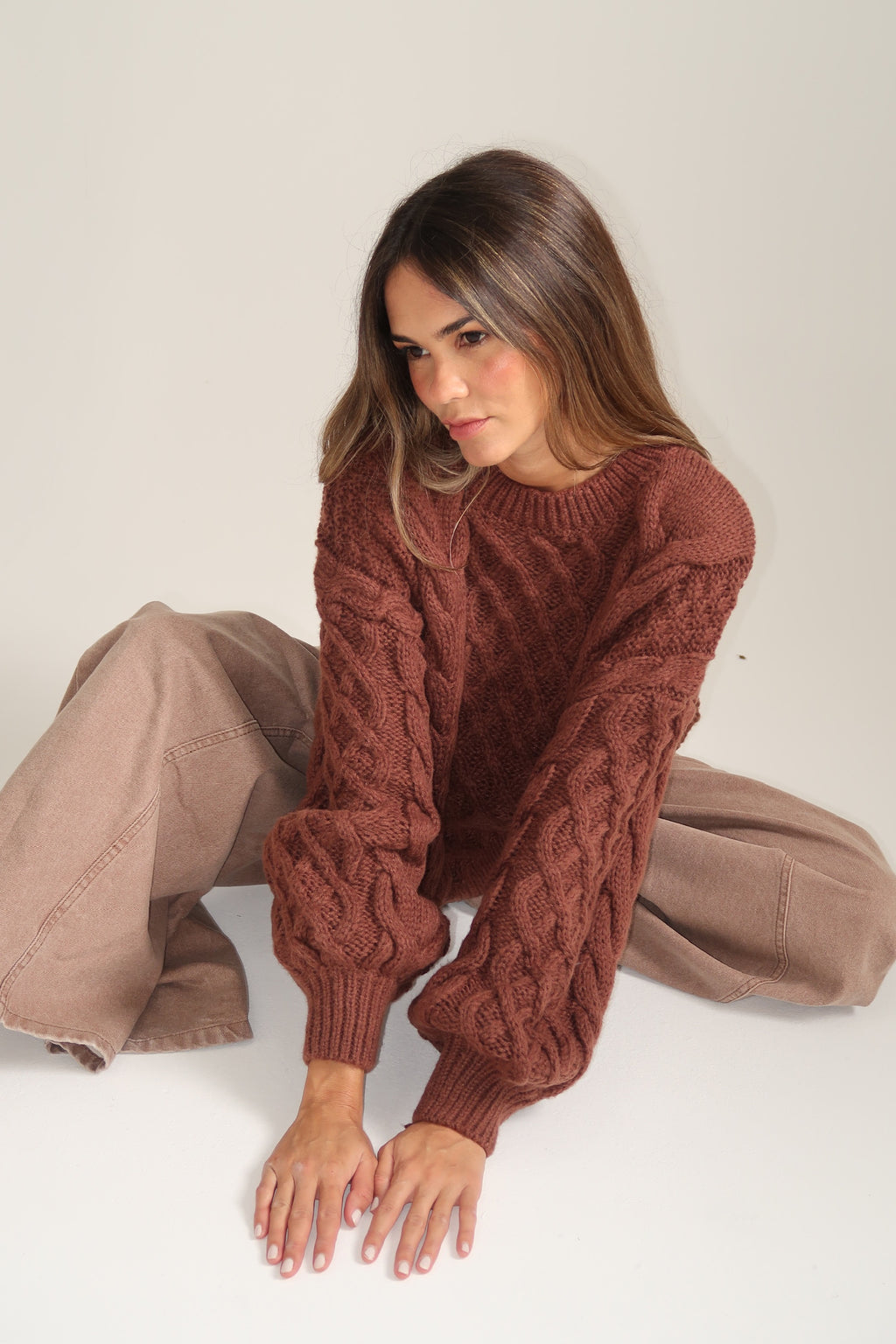 Calandra Raspberry Chocolate SWEATER CARAMEL CHOCOLATE – CALANDRA