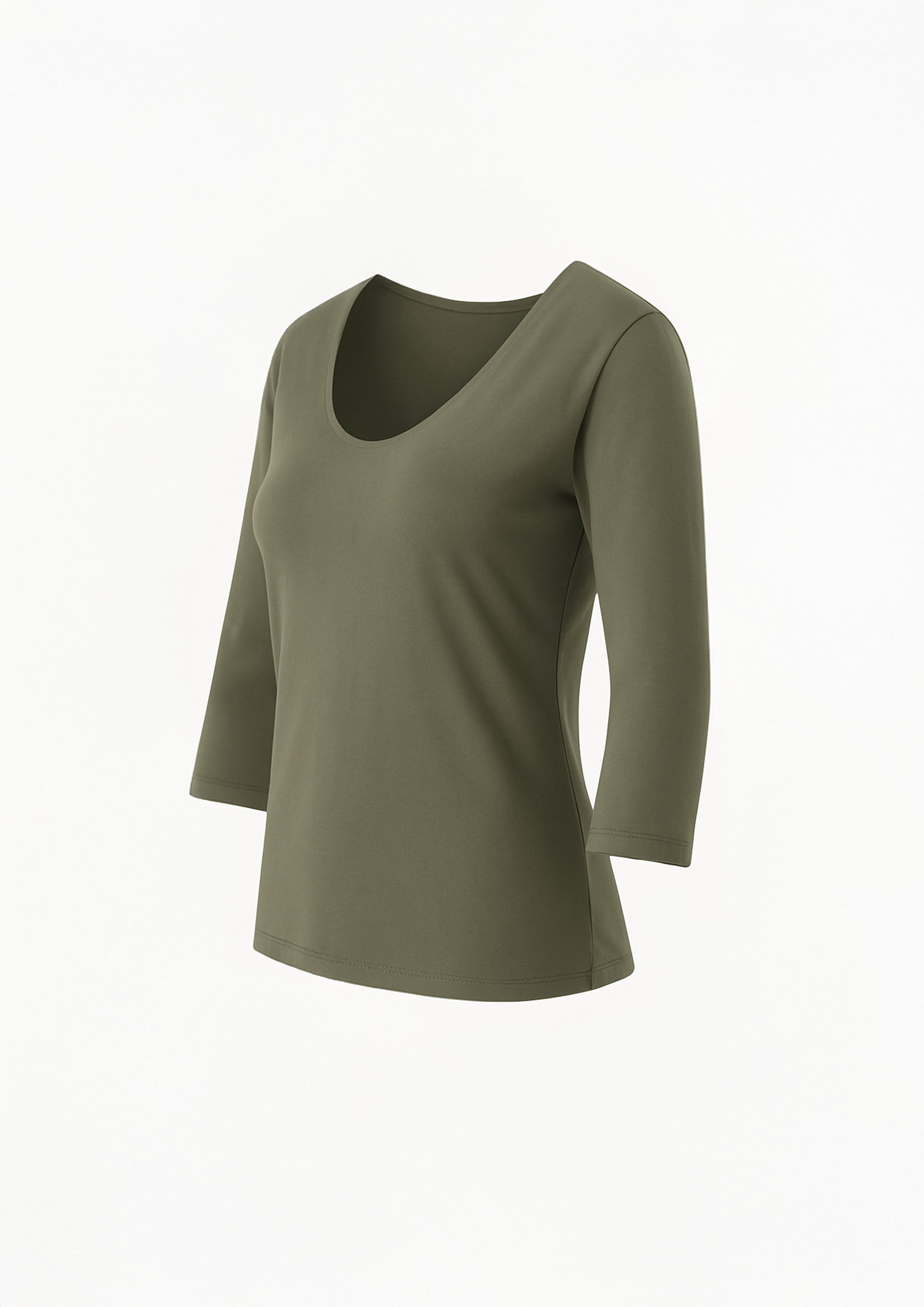 REMERA CLASICA 3/4 VERDE