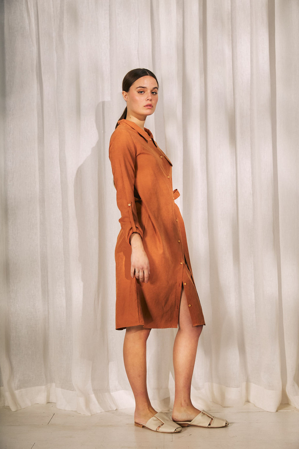 VESTIDO CAMISERO MOIRA CAMEL