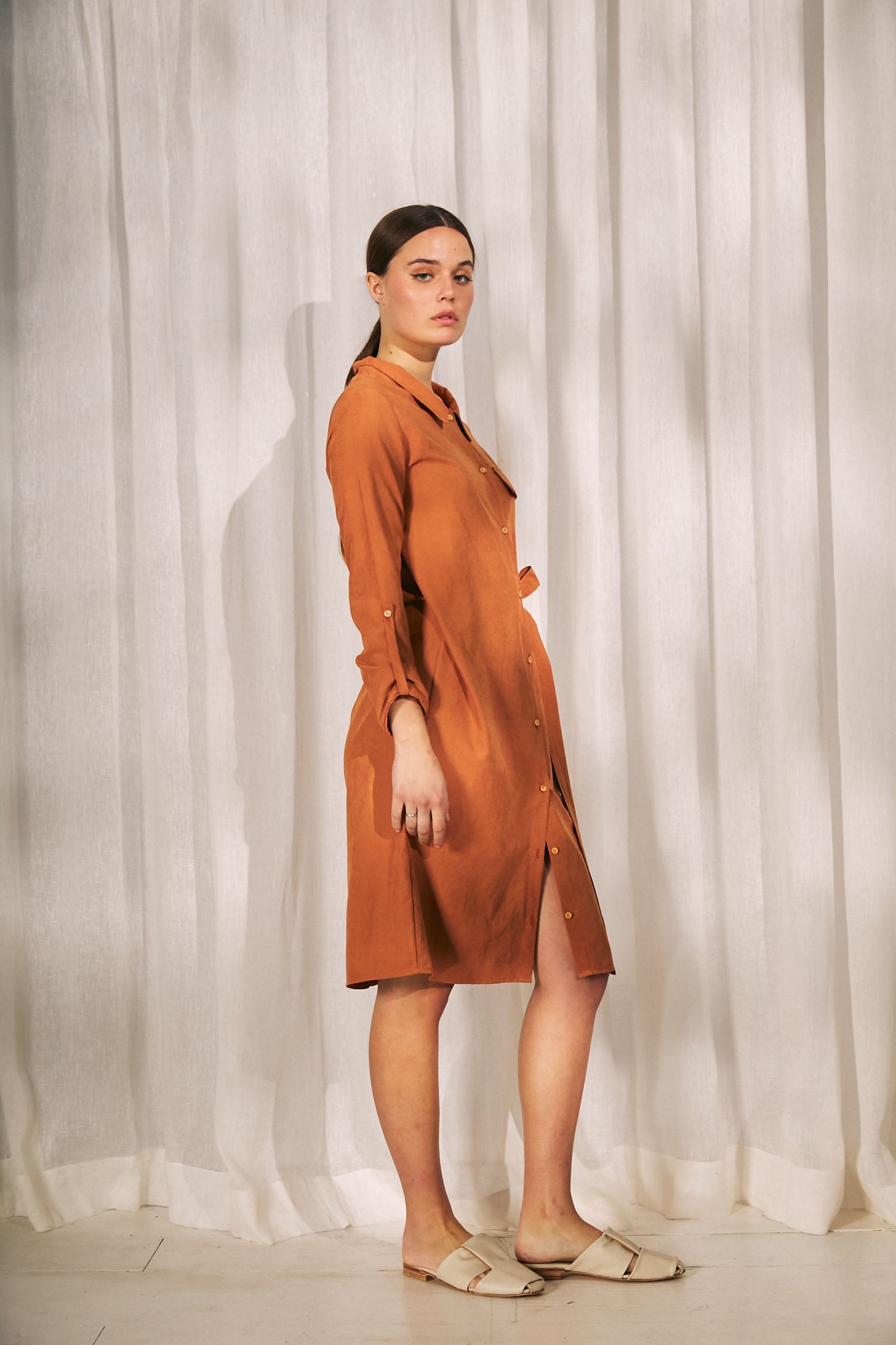 VESTIDO CAMISERO MOIRA CAMEL